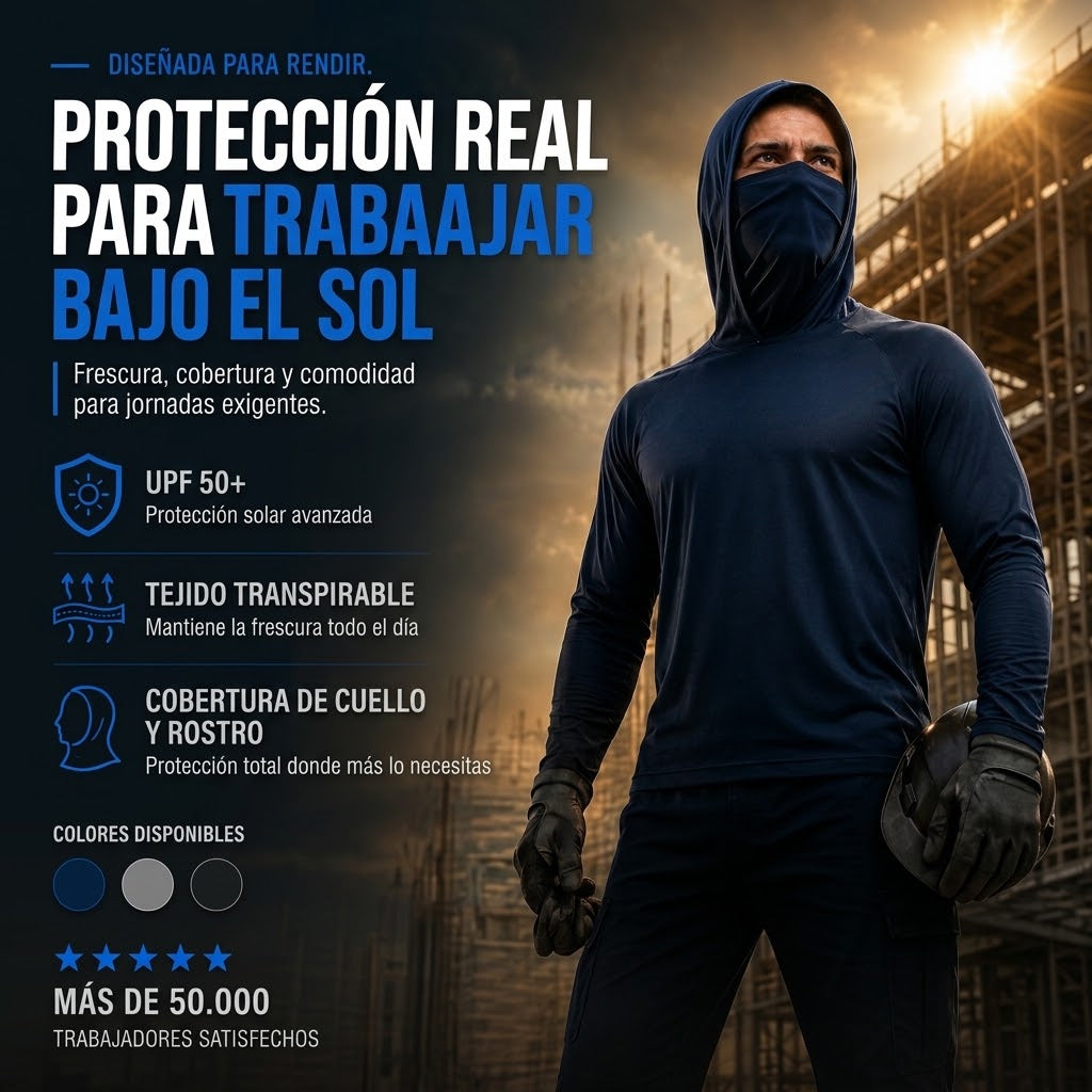 Camiseta Capucha UV Protección Solar de Nivel Profesional