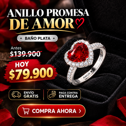 ❤️Set Anillo promesa de amor❤️ Baño Plata