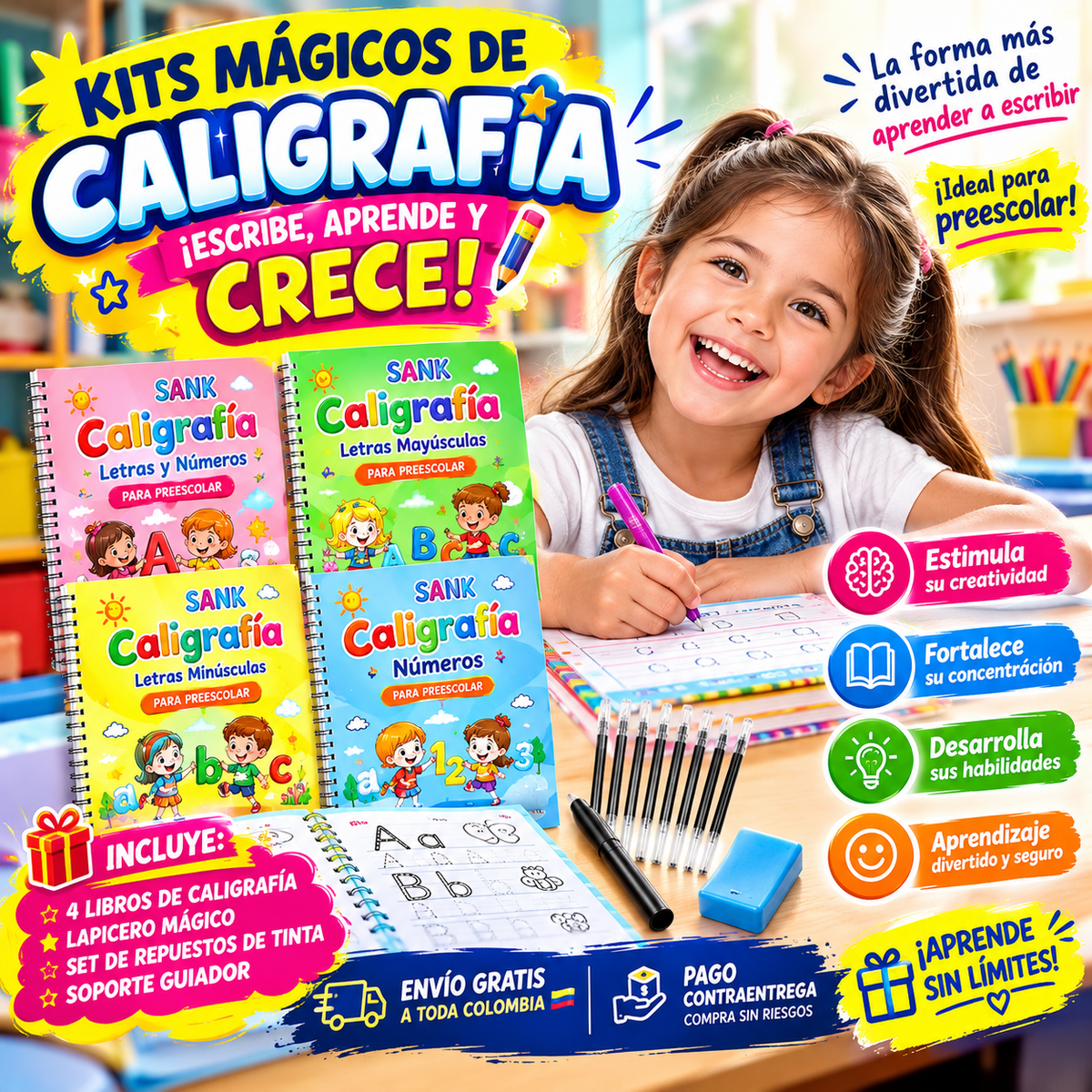 KITS MÁGICOS DE CALIGRAFÍA — ¡APRENDER A ESCRIBIR NUNCA FUE TAN DIVERTIDO!