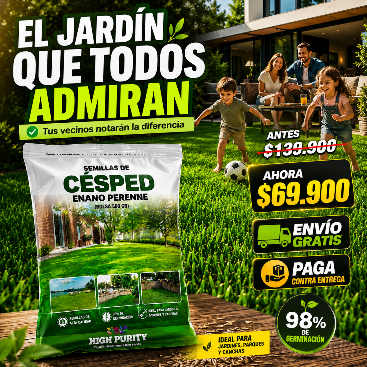 Semillas de Césped Enano Perenne